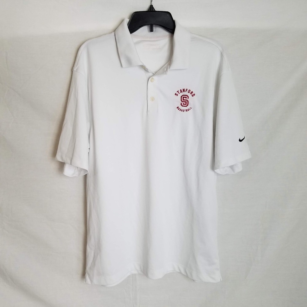 Nike‎ Mens White Fit Dry Stanford Cardinals Basketball S/S Polo Shirt Large K427